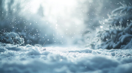 An evocative HD image of a blurred snow background, capturing the quiet and serene ambiance of a winter landscape.