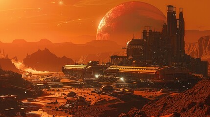 Futuristic Mining Colony on Mars: Pioneering New Frontier for Resource Extraction