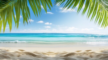 a tropical beach view beneath swaying palms. Ai Generated