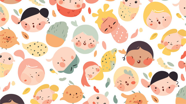 Face painting for kids collection. seamless pattern