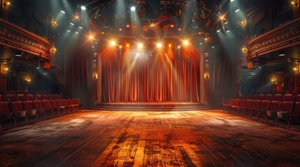 A lively concert venue with an empty stage awaiting your performance. - obrazy, fototapety, plakaty