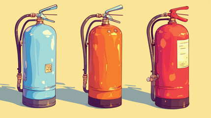 Fire extinguisher line icon 2d flat cartoon vactor