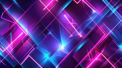 Abstract geometry infused with vibrant neon hues, Ai Generated.