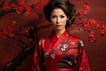 the tranquil elegance of a japanese geisha hosting a traditional tea ceremony for a guest, emphasizing the harmonious interaction between the two figures and the intricate details of the tea ceremony