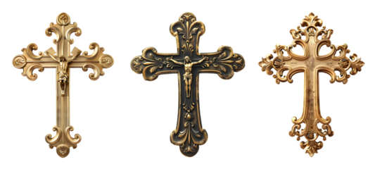 cross with gold on white transparent background