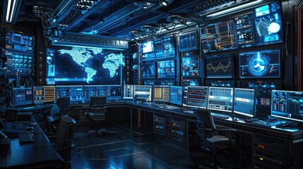 High-Tech Command Center: Real-Time Data Management Hub