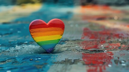 Rainbow color heart symbolizes queer love and diversity, celebrating inclusivity, Ai Generated - obrazy, fototapety, plakaty