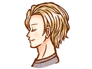 オールバックの大人男性の横顔イラスト素材3