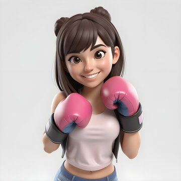 Woman wearing boxing gloves.Image in AI