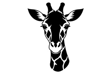 giraffe head silhouette vector art illustration