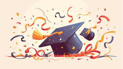 Graduation cap icon 2d flat cartoon vactor illustra