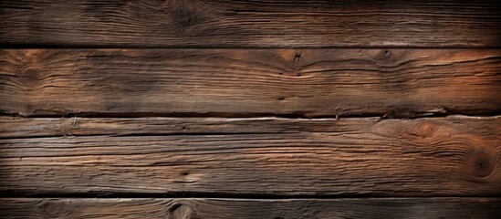 Naklejka premium A detailed close-up view of a textured wooden wall set against a dark background, highlighting the natural grain and patterns of the wood