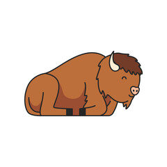 Bison animal vector cartoon illustration