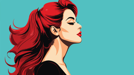Young woman profile pop art style character vector