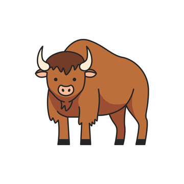 Bison animal vector cartoon illustration