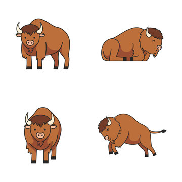 Bison animal vector cartoon illustration