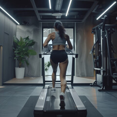 Fototapeta premium woman, fitness, gym, people, exercise, sport, beauty, smiling, smile, person, training, workout, exercising, lifestyle, club, body, health, athlete, one, healthy, sports, lady, fit, athletic, treadmil