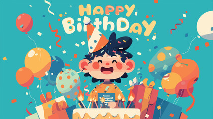 Birthday character icon 2d flat cartoon vactor illu