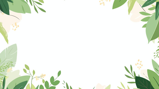 Blank template with leafy border 2d flat cartoon va