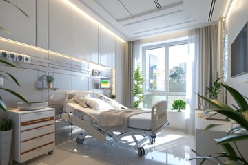 bright hospital modern room with light from the window