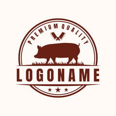 butcher meat logo template for shop and market