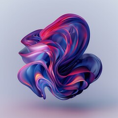 Digital abstract flowing shape isolated in space. 