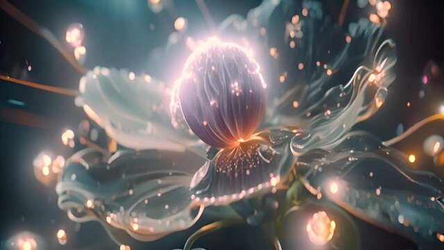 Illuminated Digital Blossom in Virtual Reality with Ai generated.
