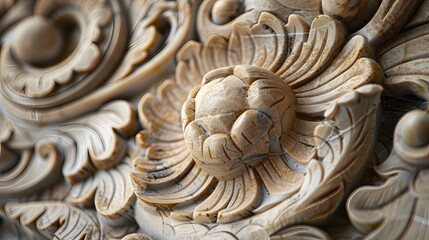 Intricate patterns adorn detailed stone carving, showcasing artistry and skill AI Image