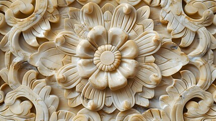 Intricate stone carving adorned with meticulous craftsmanship AI Image