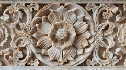 Detailed stone carving showcasing meticulous craftsmanship AI Image