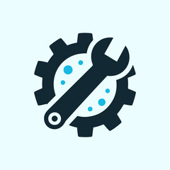 Gear wrench icon in white background