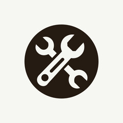 Gear wrench icon in white background