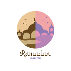 Ramadan kareem flat design day and night
