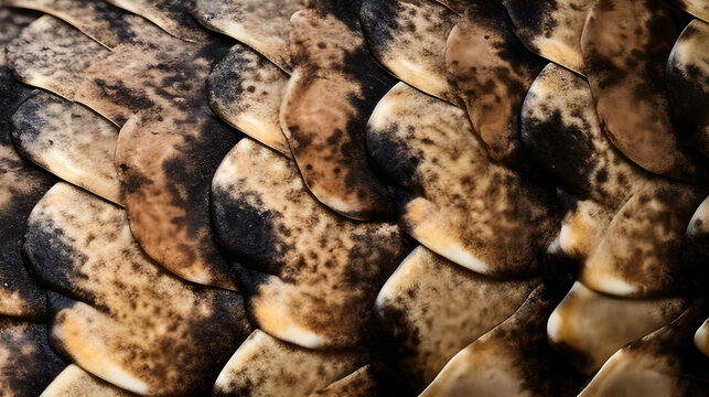 Pythons display scales arranged in a unique manner, forming impressive patterns.
