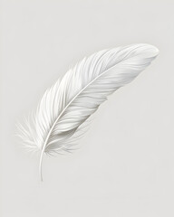 A white feather is drawn on a gray background. The feather is the main focus of the image, and it is delicate and light. The gray background adds a sense of calmness and serenity to the scene