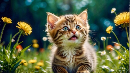 Obraz premium cat in the garden