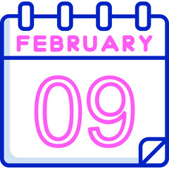 9 February Vector Icon Design