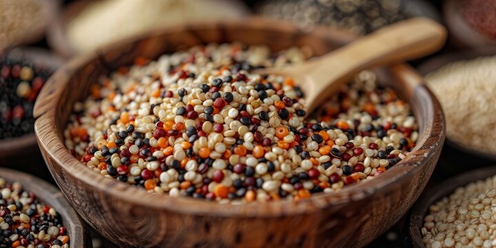 A bowl full of varieties of Quinoa or ancient grains for a healthy diet. 