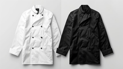 Black and White Chef Jacket Mockup Set