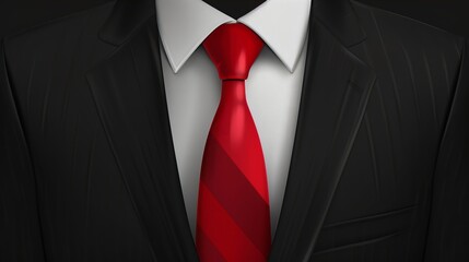 Black Business Suit with Red Tie Vector Illustration