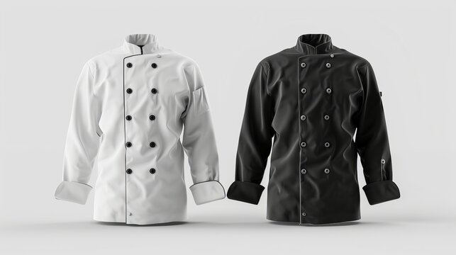 Black and White Chef Jacket Mockup Set