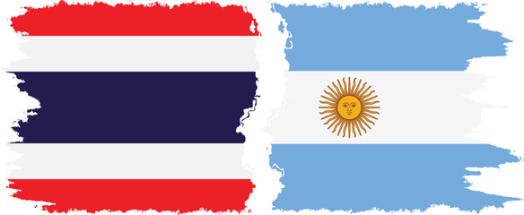 Fototapeta premium Argentina and Thailand grunge flags connection vector