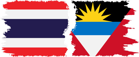 Antigua and Barbuda and Thailand grunge flags connection vector
