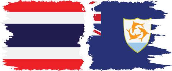 Anguilla and Thailand grunge flags connection vector - obrazy, fototapety, plakaty
