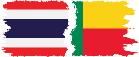 Benin and Thailand grunge flags connection vector