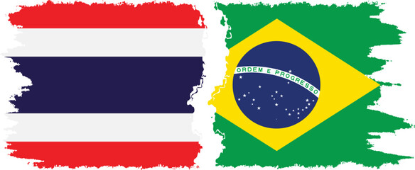 Brazil and Thailand grunge flags connection vector