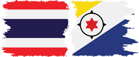 Bonaire and Thailand grunge flags connection vector