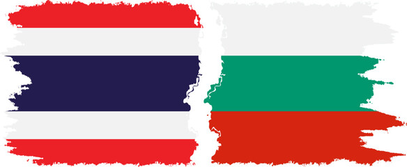 Bulgaria and Thailand grunge flags connection vector - obrazy, fototapety, plakaty