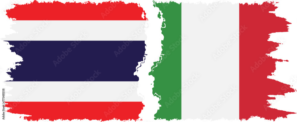 Wall mural Italy and Thailand grunge flags connection vector