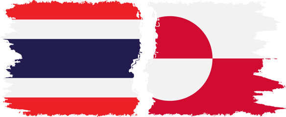 Greenland and Thailand grunge flags connection vector